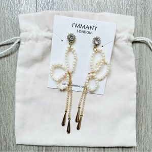 I’MMANY London Butterfly Freshwater Pearl and Crystal Drop Earrings NWT